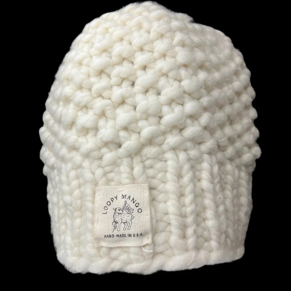 Loopy Mango Large Moss Stitch Merino Wool Beanie